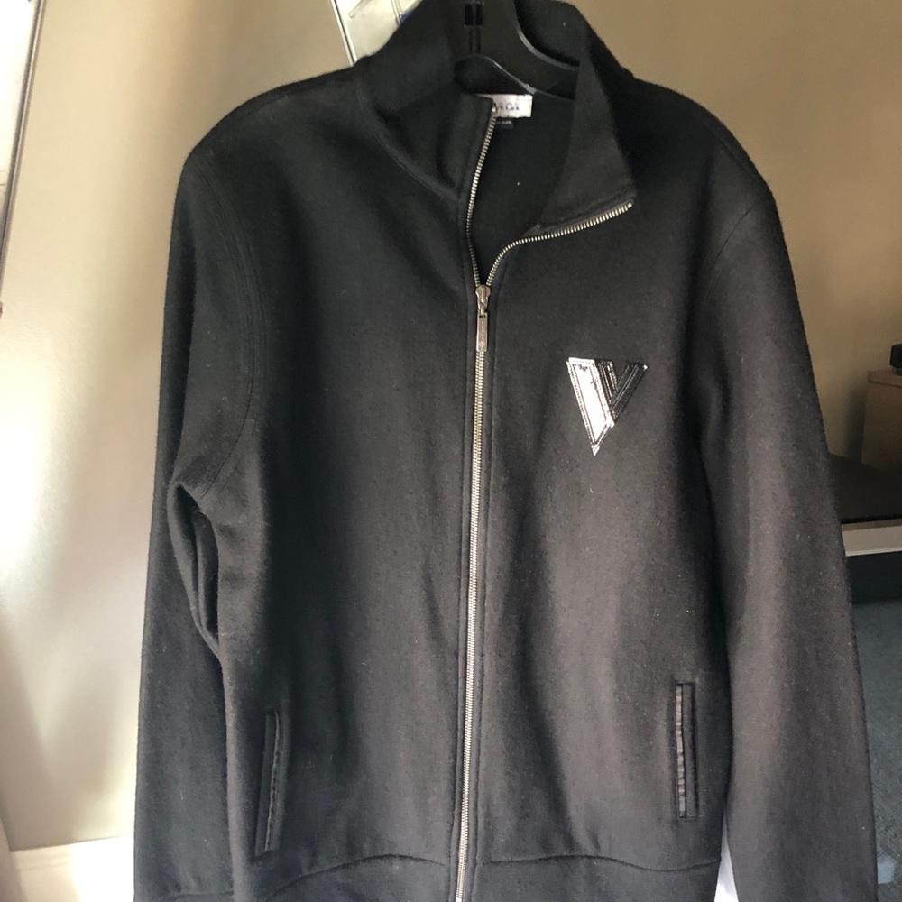 Black Versace zip up sweater